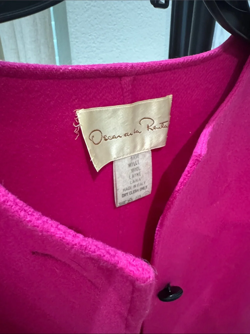 Oscar de la Renta Vibrant Fuchsia Wool Trench Coat